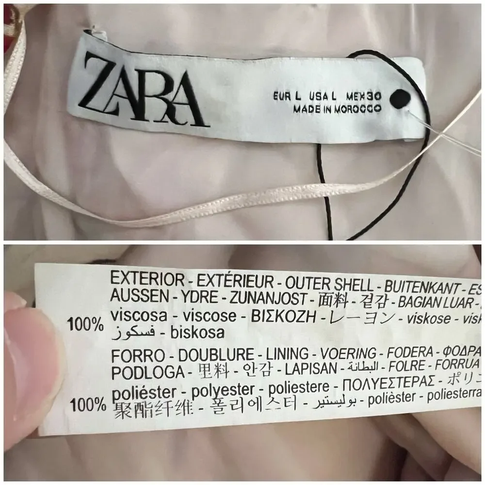 ZARA | Floral Print Belted Long Kimono Duster Cover Up White Pink Cardigan Large